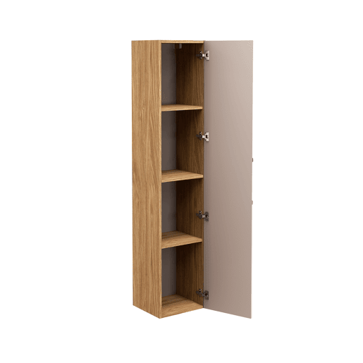 Conjunto móvel lavatório duplo 120 cm e coluna Mallory Bege e madeira