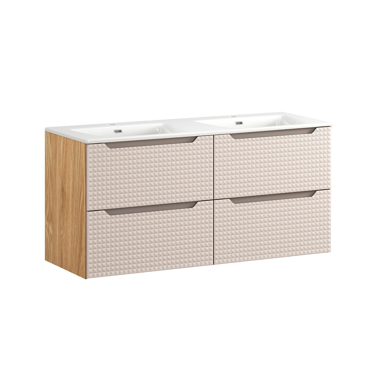 Mueble doble lavabo encastrado 120cm mallory beige y madera
