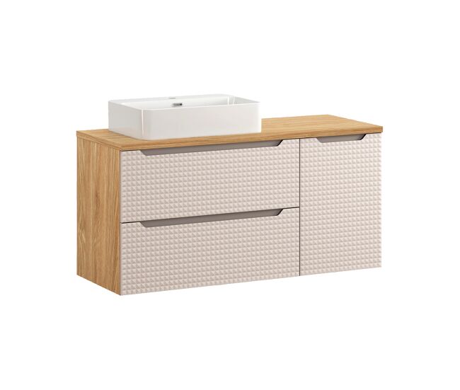 Mueble lavabo individual 120cm Mallory Beige y madera