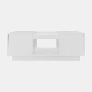 Mesa de centro com LED - 2 gavetas e 1 compartimento aberto - Branco