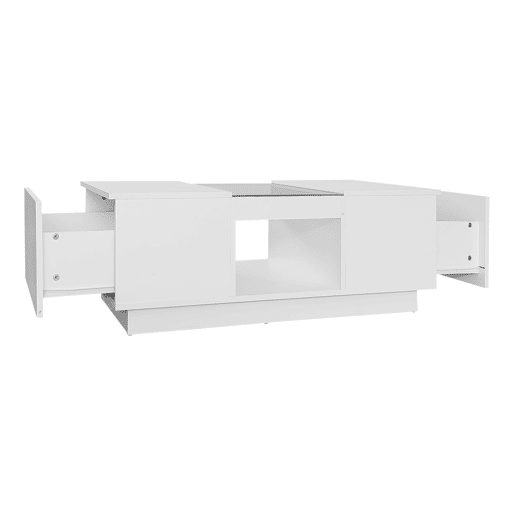 Mesa de centro com LED - 2 gavetas e 1 compartimento aberto - Branco Mesa de centro com LED - 2 gavetas e 1 compartimento aberto - Branco