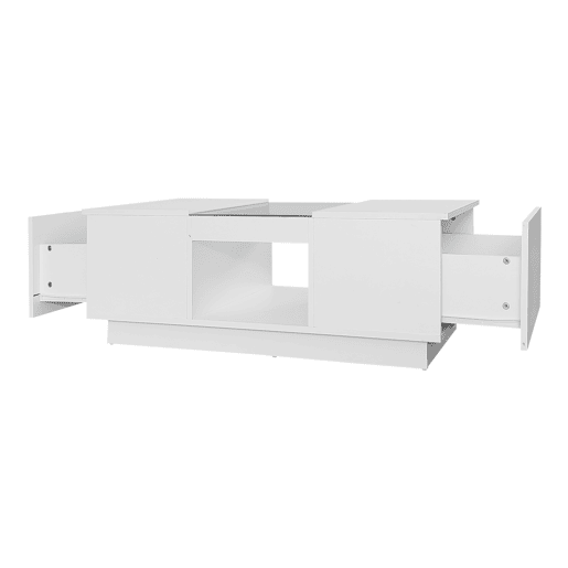 Mesa de centro com LED - 2 gavetas e 1 compartimento aberto - Branco Mesa de centro com LED - 2 gavetas e 1 compartimento aberto - Branco