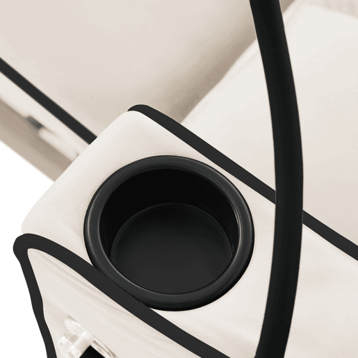 Poltrona retrátil de veludo - com suporte para copos + suporte para telemóvel - Bege