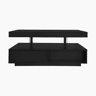 Mesa de centro com LED - gaveta e compartimentos abertos - Preto