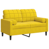 Sofá 2 lugares - Sofá fixo c almofadas decorativas 120 cm veludo amarelo