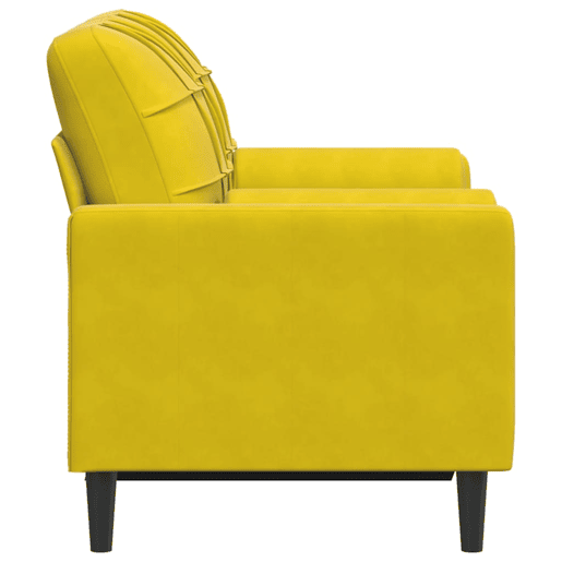 Sofá 2 lugares - Sofá fixo c almofadas decorativas 120 cm veludo amarelo Sofá 2 lugares - Sofá fixo c almofadas decorativas 120 cm veludo amarelo