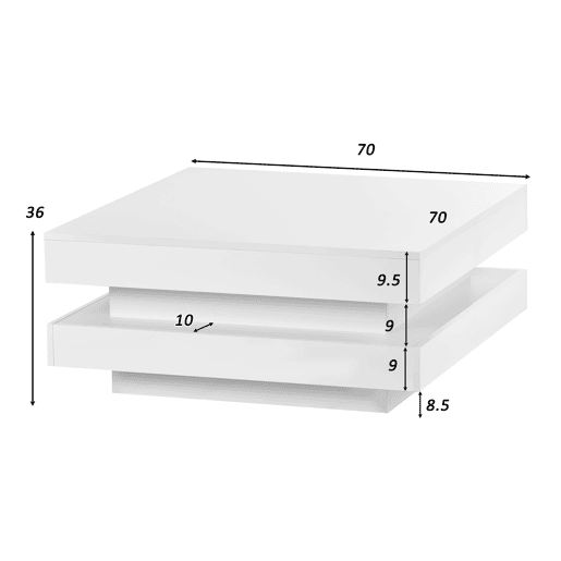Mesa de centro contemporânea com LED em 16 cores - forma quadrada - Branco Mesa de centro contemporânea com LED em 16 cores - forma quadrada - Branco
