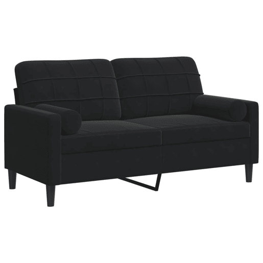 Sofá 2 lugares - Sofá fixo c almofadas decorativas 140 cm veludo preto