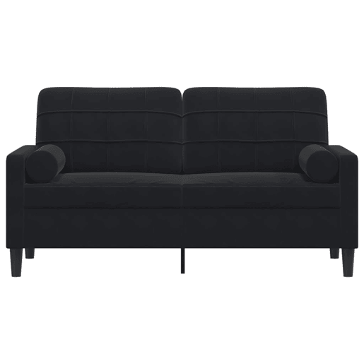 Sofá 2 lugares - Sofá fixo c almofadas decorativas 140 cm veludo preto