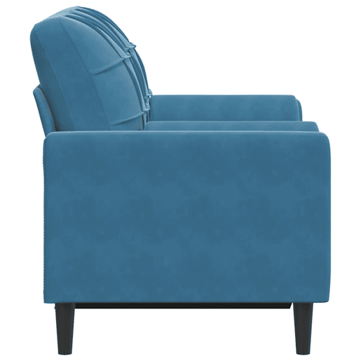 Sofá 2 lugares - Sofá fixo c almofadas decorativas 120 cm veludo azul