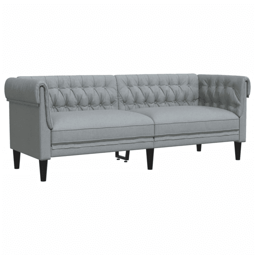 Sofá chesterfield 3 lugares - Sofá fixo tecido cinzento-claro