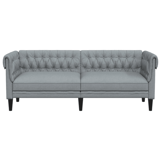 Sofá chesterfield 3 lugares - Sofá fixo tecido cinzento-claro