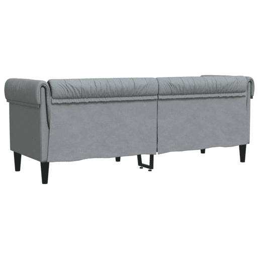 Sofá chesterfield 3 lugares - Sofá fixo tecido cinzento-claro