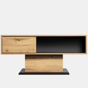 Mesa de centro com gaveta e nicho - estilo industrial - Natural