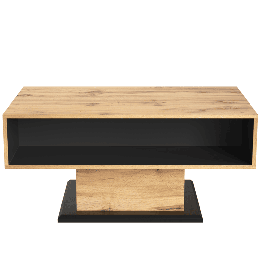Mesa de centro com gaveta e nicho - estilo industrial - Natural