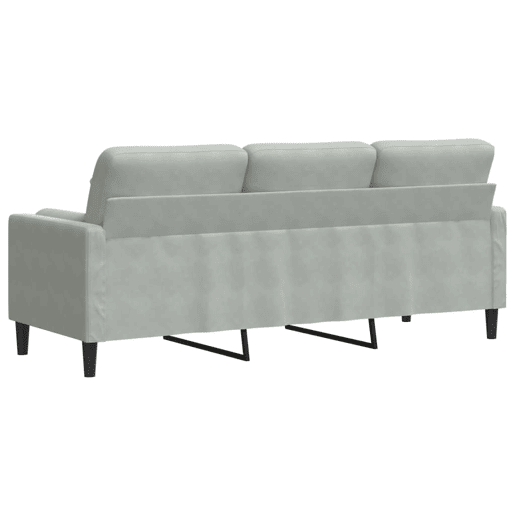 Sofá 3 lugares - Sofá fixo + almofadas decorativas 180cm veludo cinza-claro