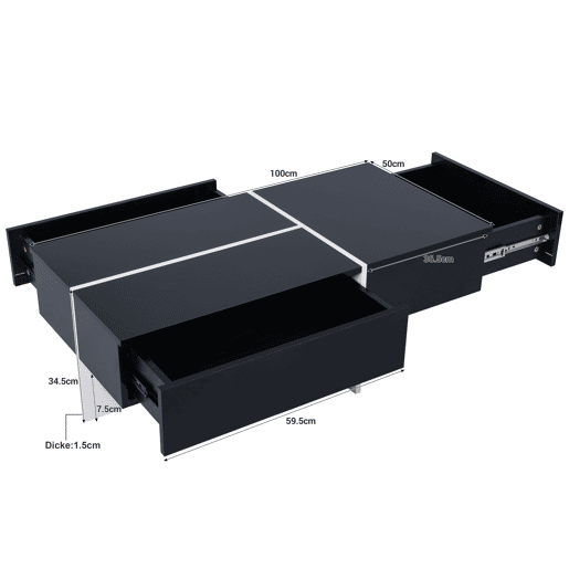 Mesa de centro - com sistema de iluminação LED controlado por aplicações - Preto
