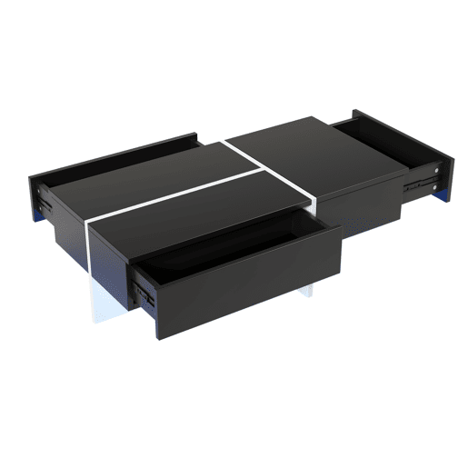 Mesa de centro - com sistema de iluminação LED controlado por aplicações - Preto