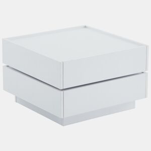Mesa de centro quadrada com rotação de 360° - com 2 gavetas - 60x60x38 cm - Branco