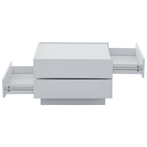 Mesa de centro quadrada com rotação de 360° - com 2 gavetas - 60x60x38 cm - Branco Mesa de centro quadrada com rotação de 360° - com 2 gavetas - 60x60x38 cm - Branco