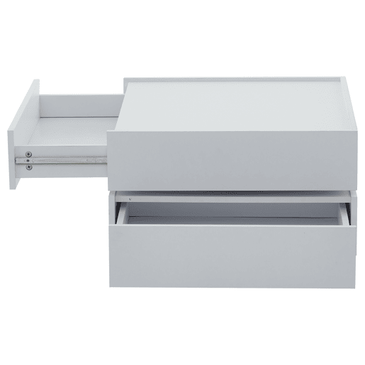 Mesa de centro quadrada com rotação de 360° - com 2 gavetas - 60x60x38 cm - Branco Mesa de centro quadrada com rotação de 360° - com 2 gavetas - 60x60x38 cm - Branco