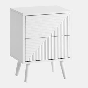 Mesa de cabeceira Telmo 2 gavetas cor Branco
