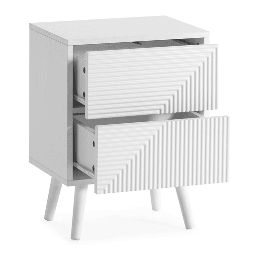 Mesa de cabeceira Telmo 2 gavetas cor Branco