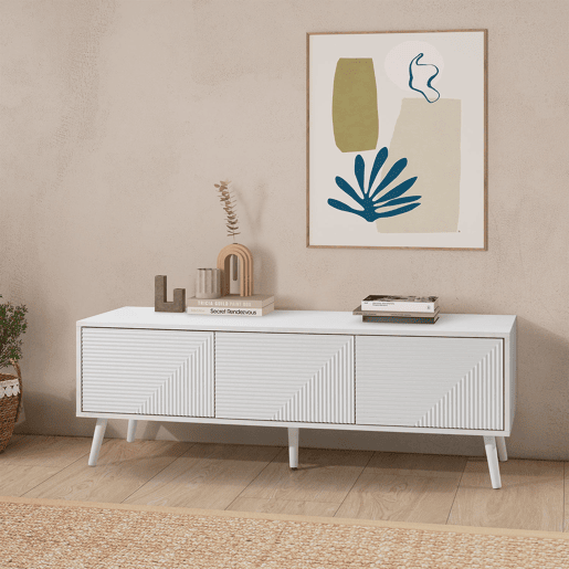 Móvel Tv Telmo 3 portas cor Branco 130 cm