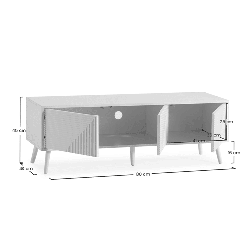 Móvel Tv Telmo 3 portas cor Branco 130 cm