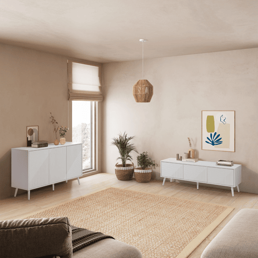 Móvel Tv Telmo 3 portas cor Branco 130 cm