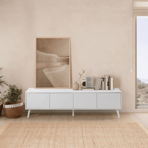 Móvel Tv Telmo 4 portas cor Branco 160 cm