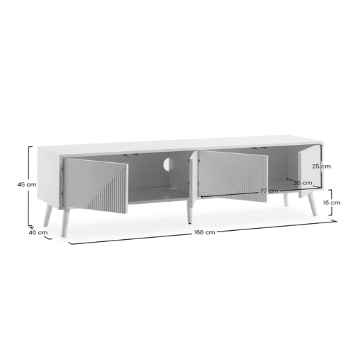 Móvel Tv Telmo 4 portas cor Branco 160 cm