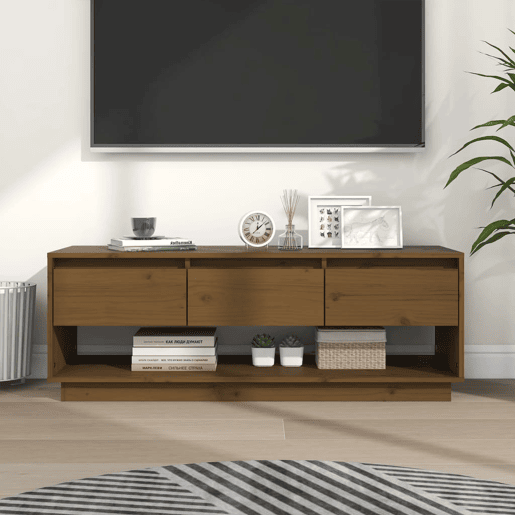 Móvel de TV - Modulo de TV - Armário de TV 110,5x34x40 cm madeira de pinho maciça castanho mel
