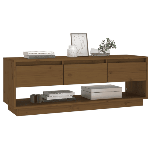 Móvel de TV - Modulo de TV - Armário de TV 110,5x34x40 cm madeira de pinho maciça castanho mel