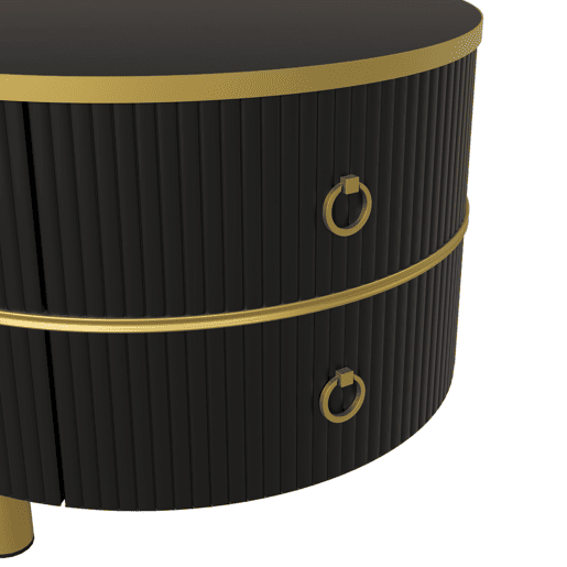 Conjunto de 2 mesas de centro com 2 gavetas - tampo com design em mármore - dourado e preto