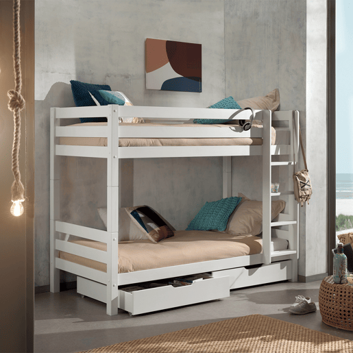 Beliche 90x200 Altura 160 cm Mola de caixa incluída Vipack Pino - Branco