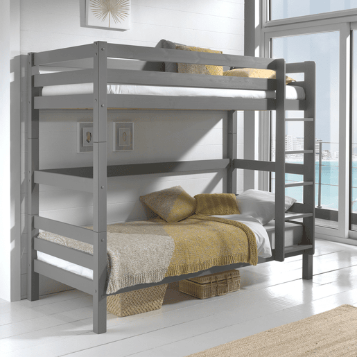 Beliche 90x200 Altura 180 cm Mola de caixa incluída Vipack Pino Cinzento