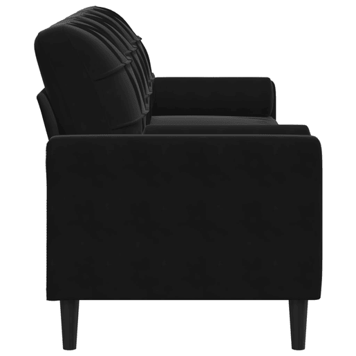 Sofá 3 lugares - Sofá fixo c almofadas decorativas 210 cm veludo preto