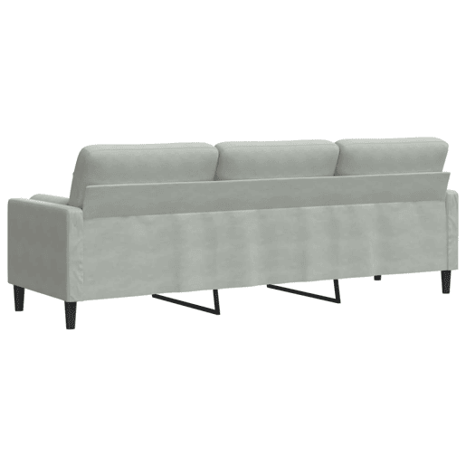 Sofá 3 lug. - Sofá fixo c almofadas decorativas 210 cm veludo cinza-claro