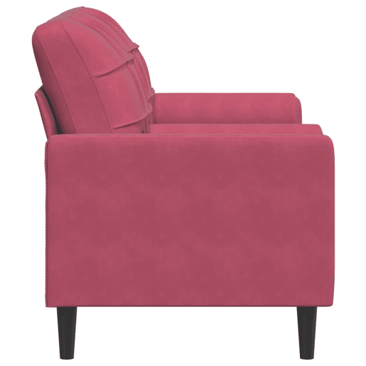 Sofá 2 lug. - Sofá fixo + almofadas decorativas 140cm veludo vermelho tinto