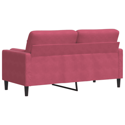 Sofá 2 lug. - Sofá fixo + almofadas decorativas 140cm veludo vermelho tinto