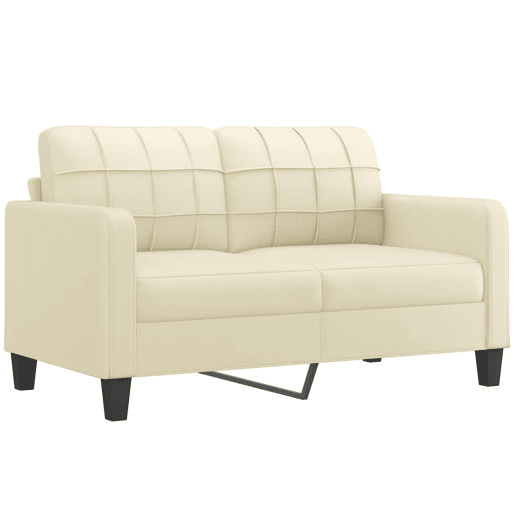 Sofá de 2 lugares - Sofá fixo 140 cm couro artificial cor creme Sofá de 2 lugares - Sofá fixo 140 cm couro artificial cor creme