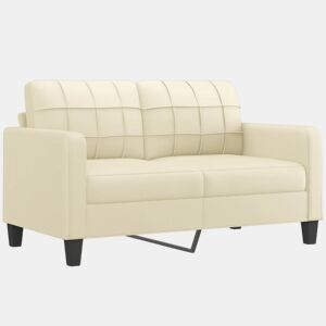 Sofá de 2 lugares - Sofá fixo 140 cm couro artificial cor creme