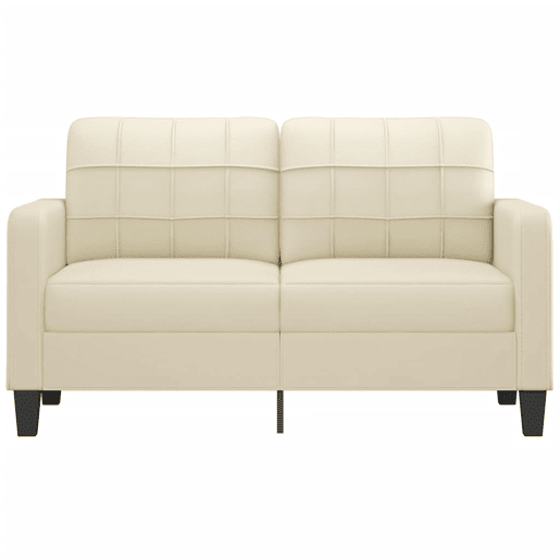 Sofá de 2 lugares - Sofá fixo 140 cm couro artificial cor creme Sofá de 2 lugares - Sofá fixo 140 cm couro artificial cor creme
