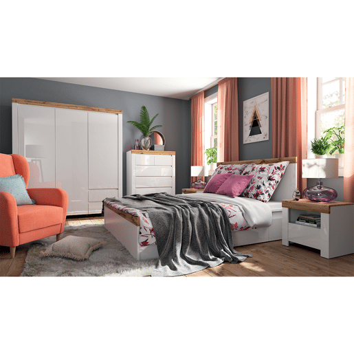 Cama 160x200 Hella Branco e Madeira Cama 160x200 Hella Branco e Madeira