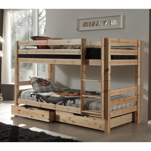 Beliche 90x200 altura 140 cm estrado incluído Vipack Pino Madeira