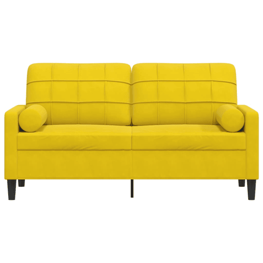 Sofá 2 lugares - Sofá fixo c almofadas decorativas 140 cm veludo amarelo