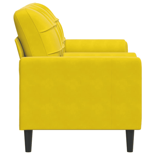 Sofá 2 lugares - Sofá fixo c almofadas decorativas 140 cm veludo amarelo
