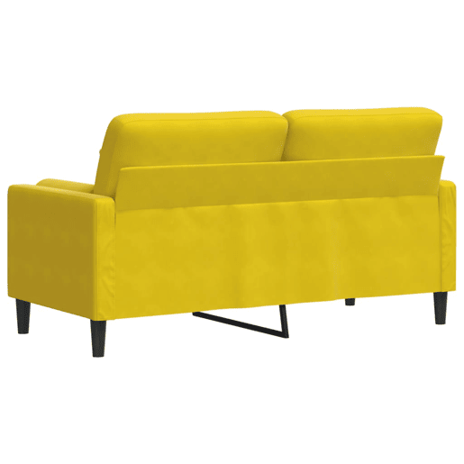 Sofá 2 lugares - Sofá fixo c almofadas decorativas 140 cm veludo amarelo