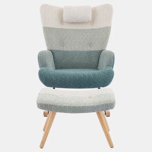 Cadeira de baloiço?Cadeira de baloiço em tecido turco francês - com almofada e apoio para os pés - Multicolor